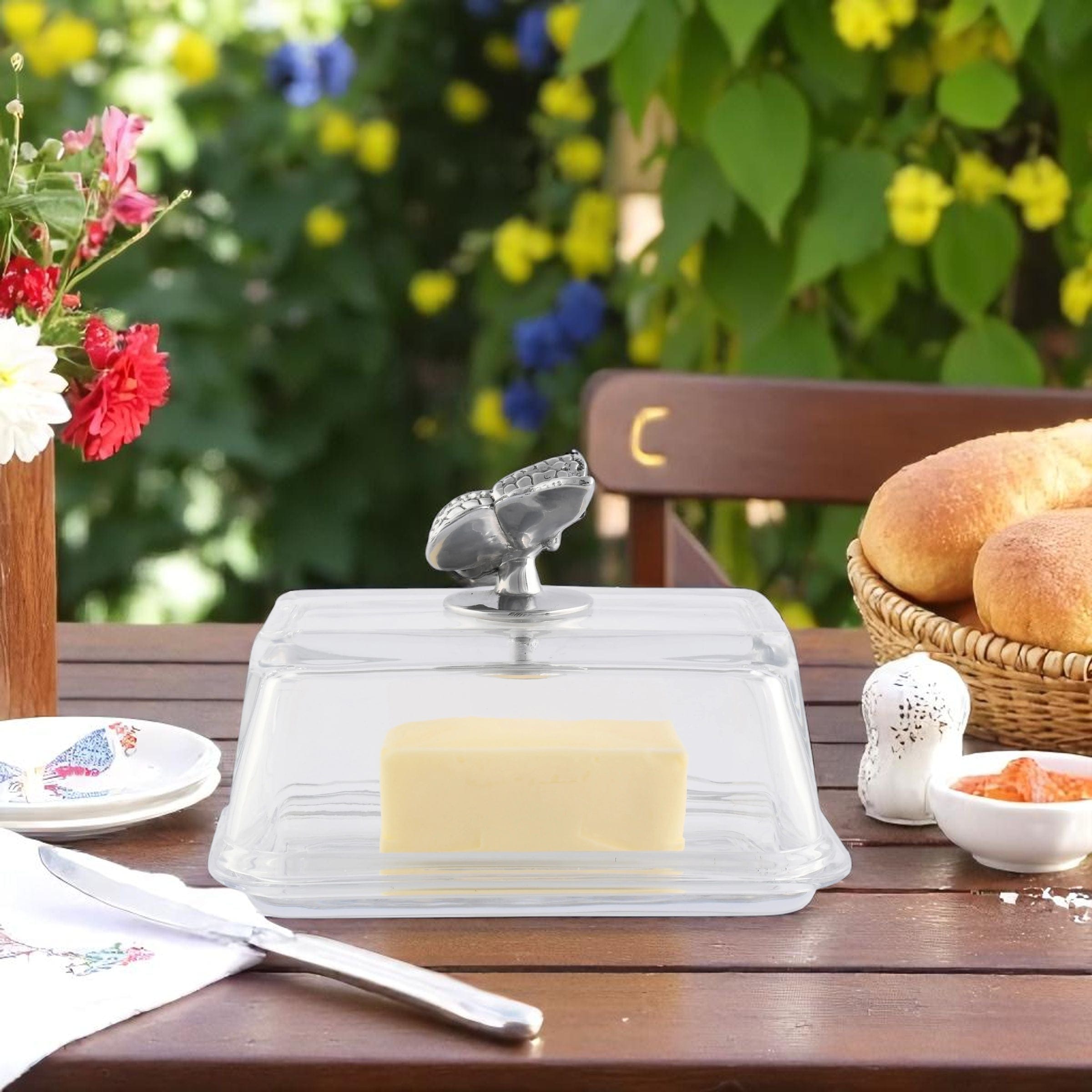 Glass Butter Dish - Butterfly