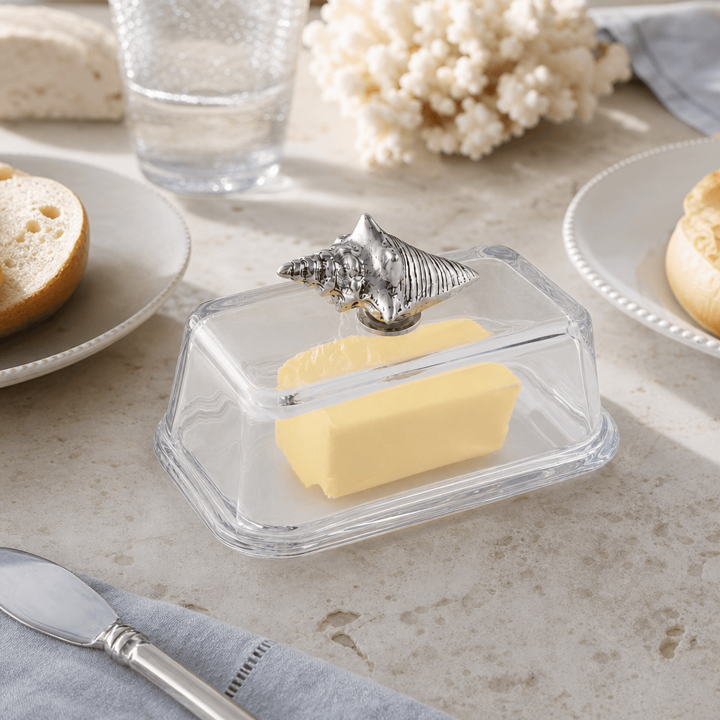 Glass Butter Dish- Shell