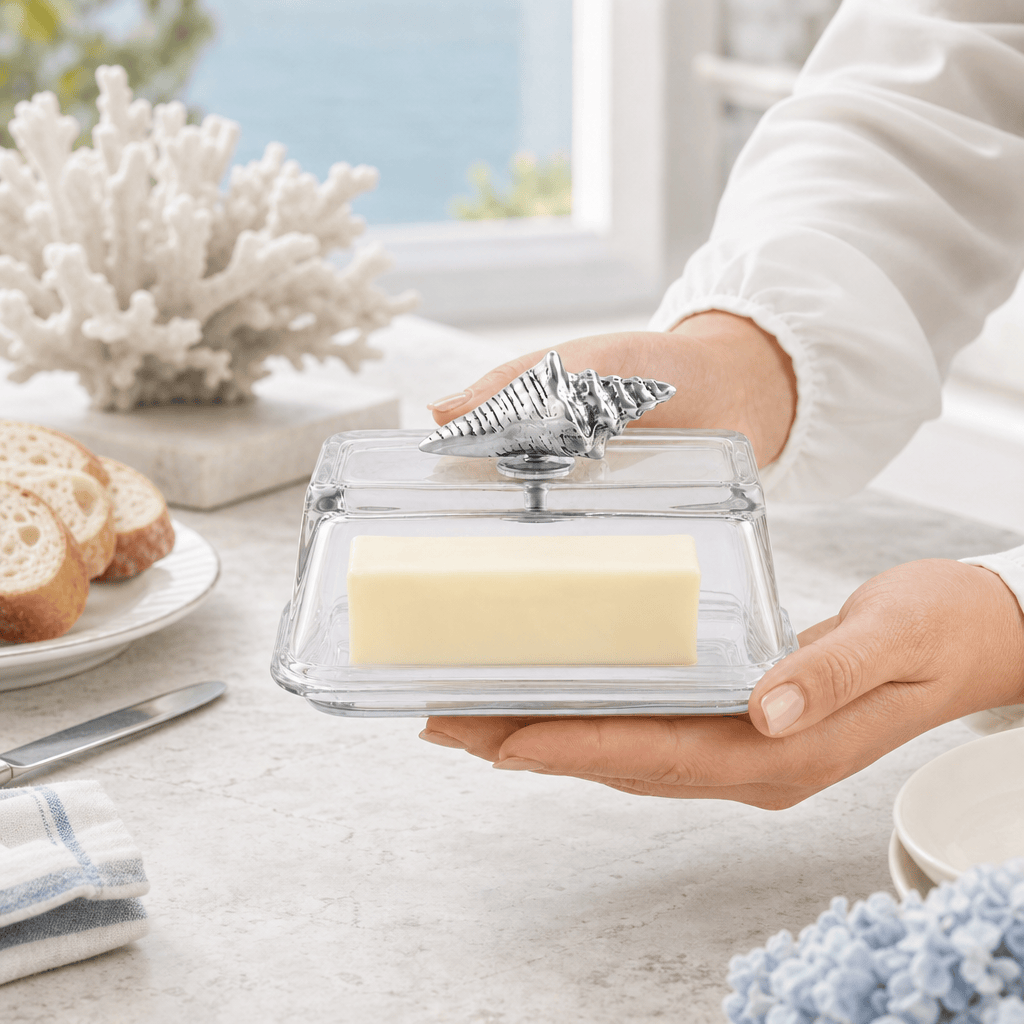 Glass Butter Dish- Shell