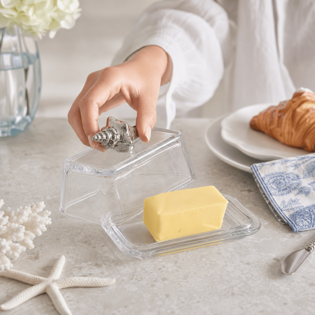 Glass Butter Dish- Shell