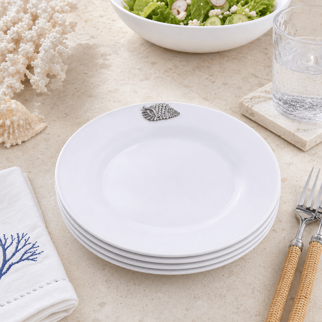 Sea Shell Melamine Lunch Plates - Set of 4