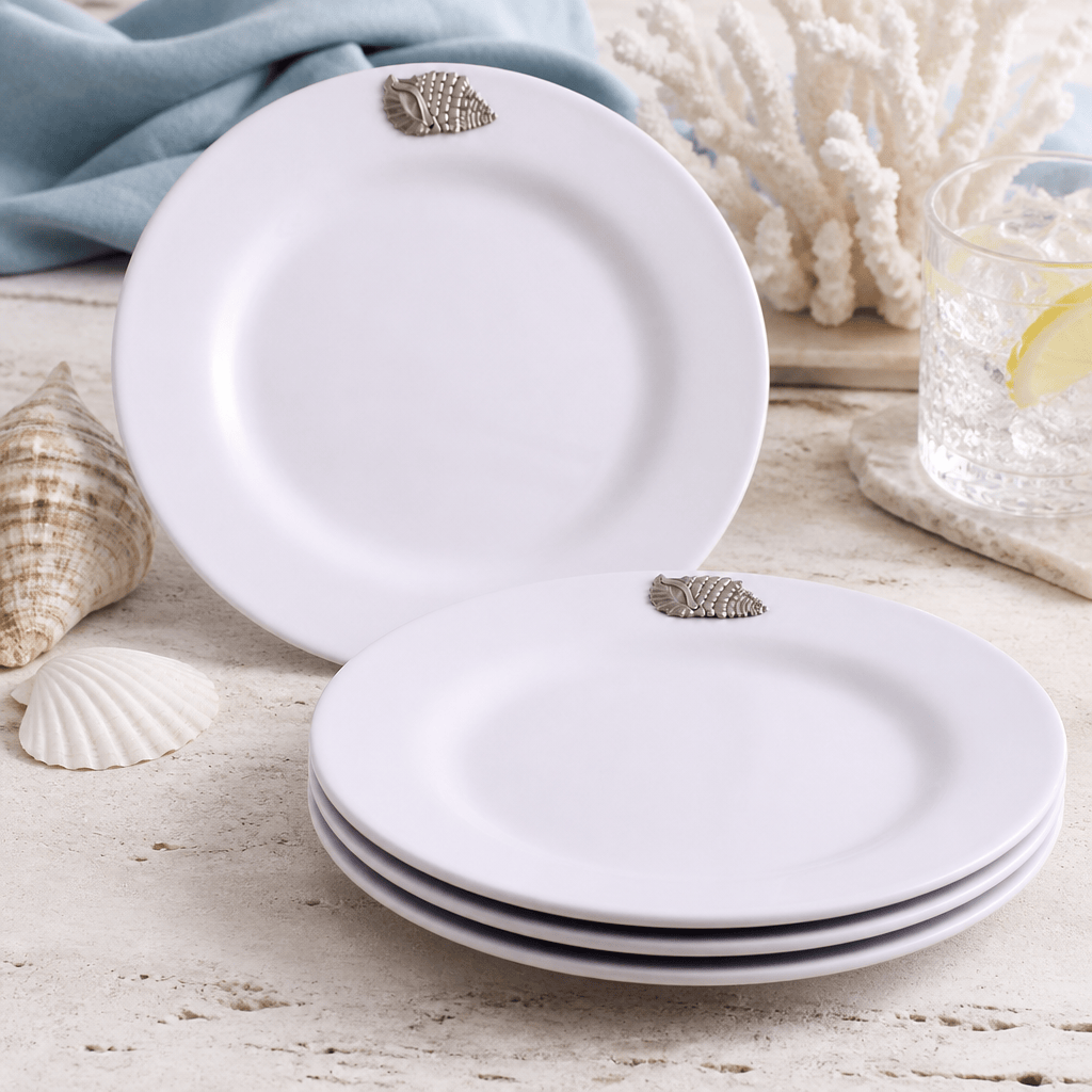 Sea Shell Melamine Lunch Plates - Set of 4