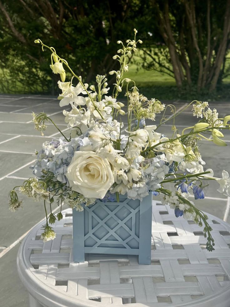 Pale Blue Chippendale Planter