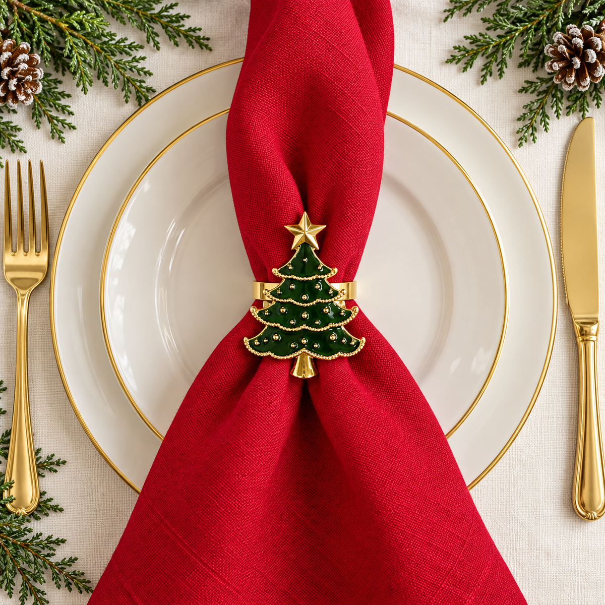Christmas Tree & Star Set of 4 Napkin Ring