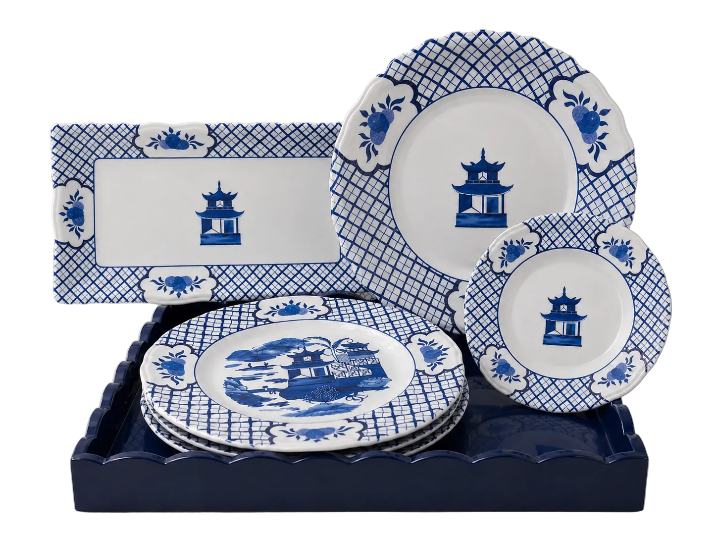 Original Melamine Bundle with Navy Lacquer Tray