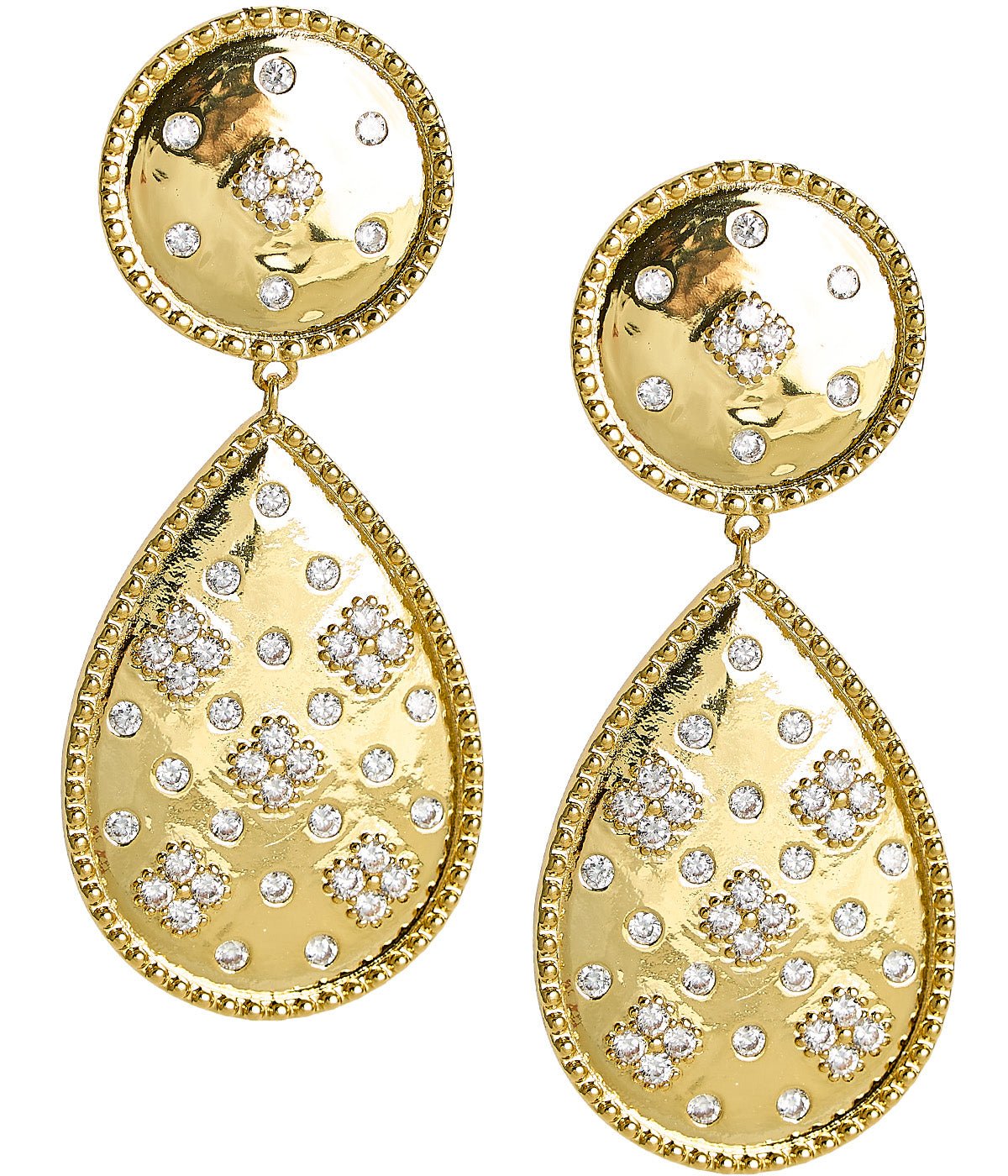 Celeste Earring - Gold and Rhinestone - 18k Gold Plated