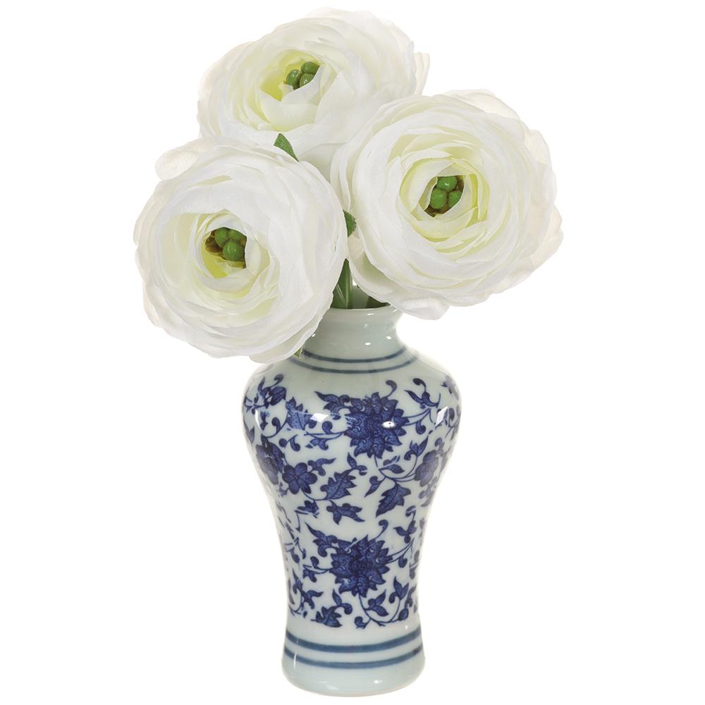 Set of 6 - Ranunculus in Blue & White Bud Vase