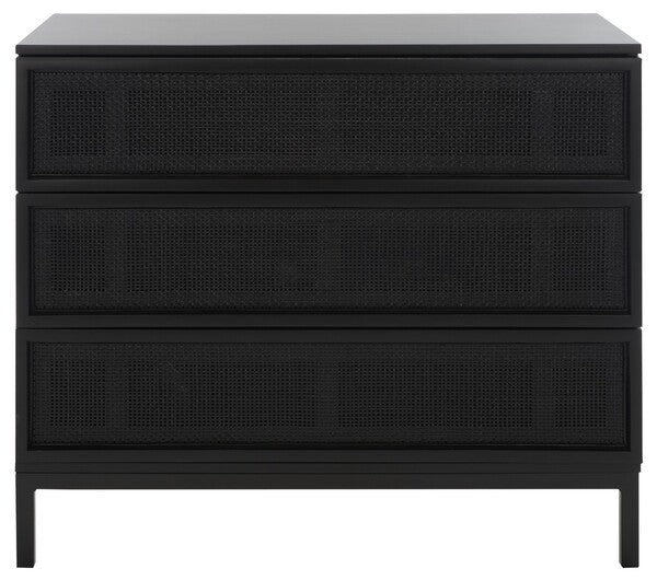 Zadie 3 Drawer Rattan Chest | Safavieh - CHS5004 - Black