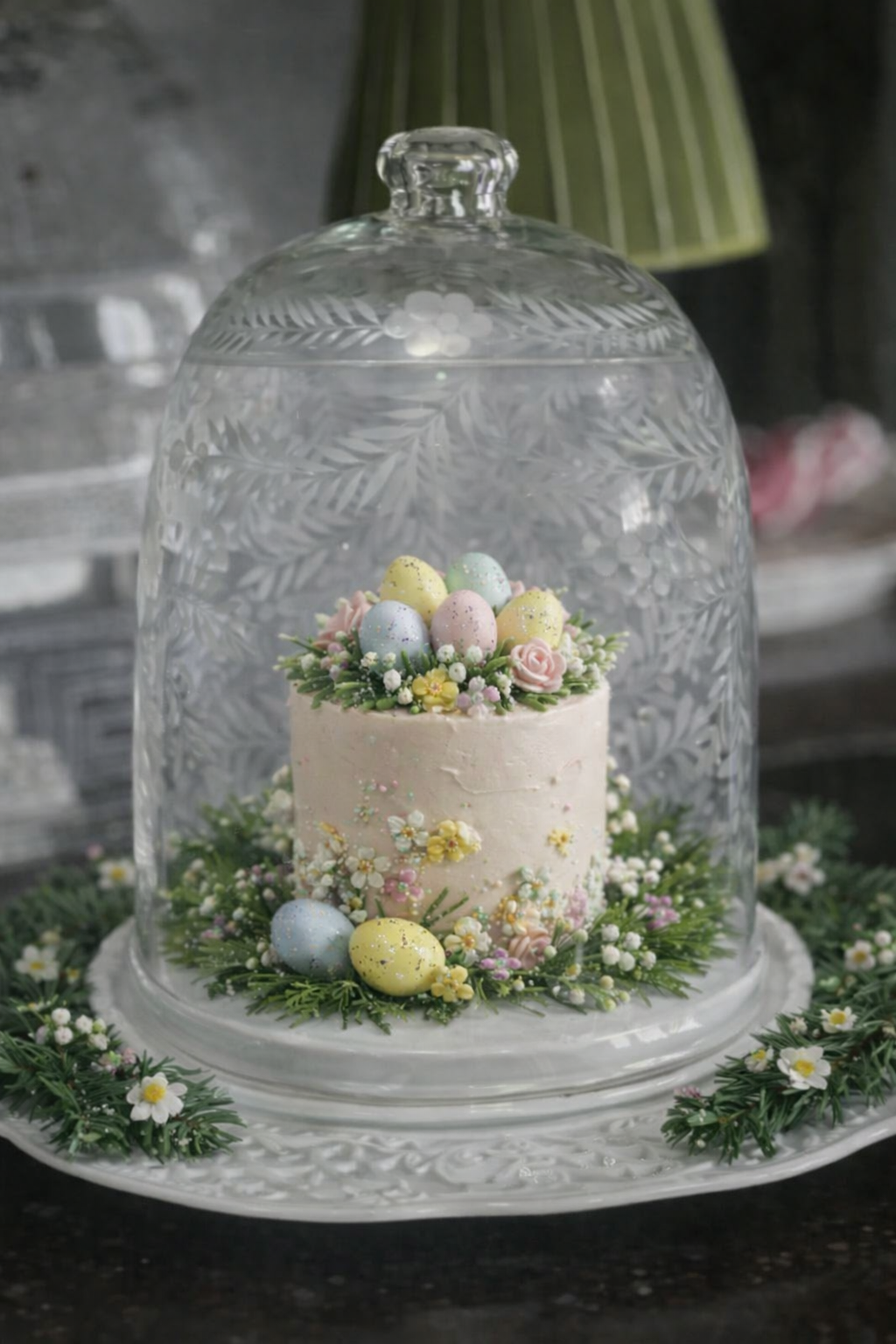 Swag and Garland Etched Glass Dome