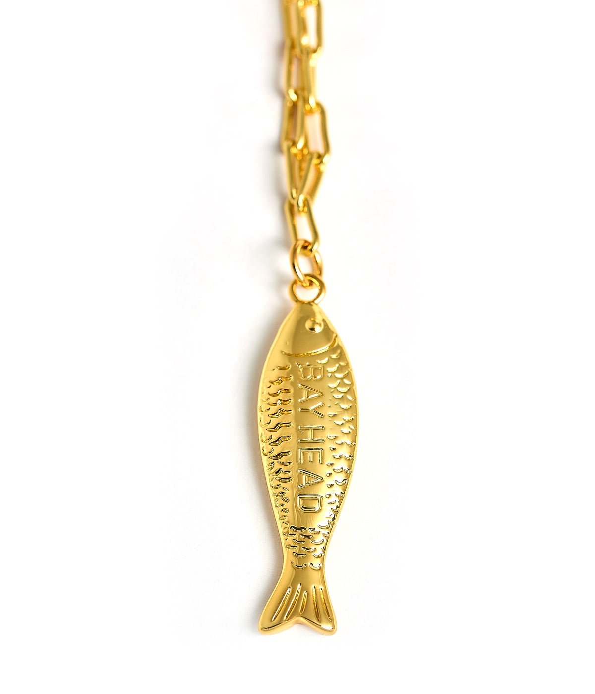 Fish - Beach Town - Small Paper Clip Chain Necklace - 18k Gold Plated 18 Inches