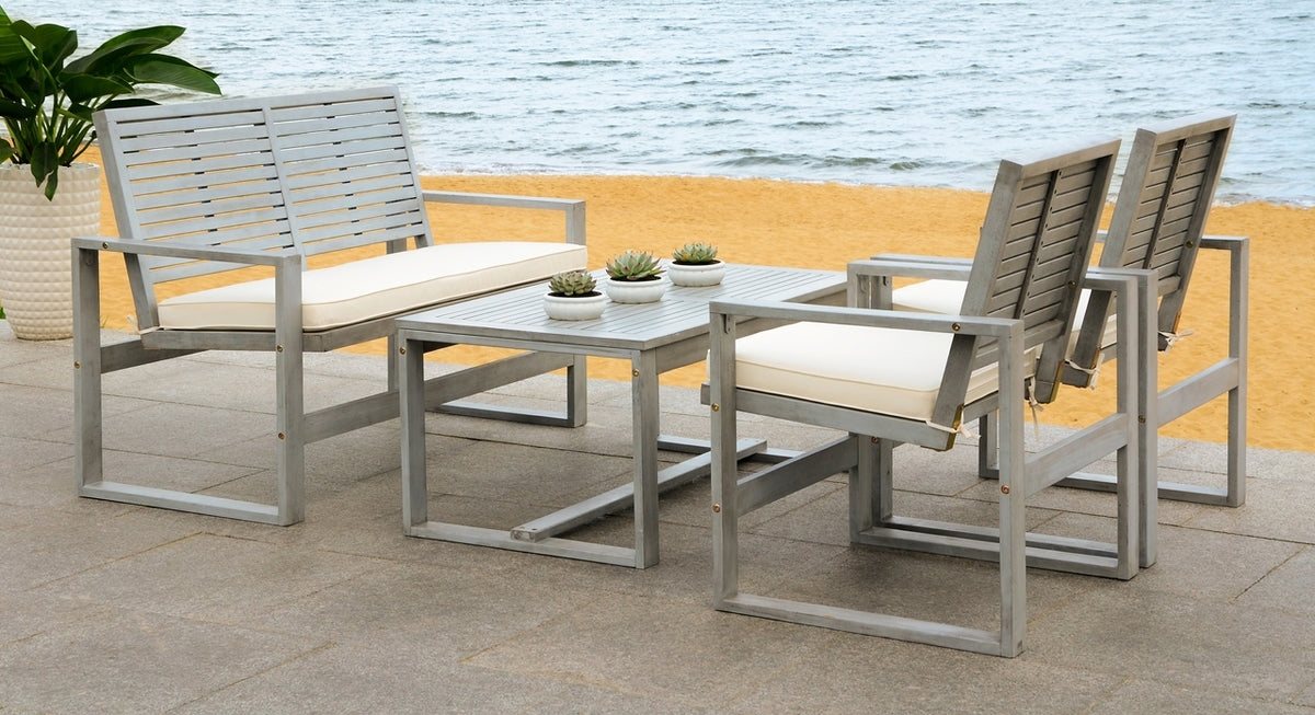 Safavieh Ozark 4 Pc Outdoor Living Set , FOX6007 - Grey Wash