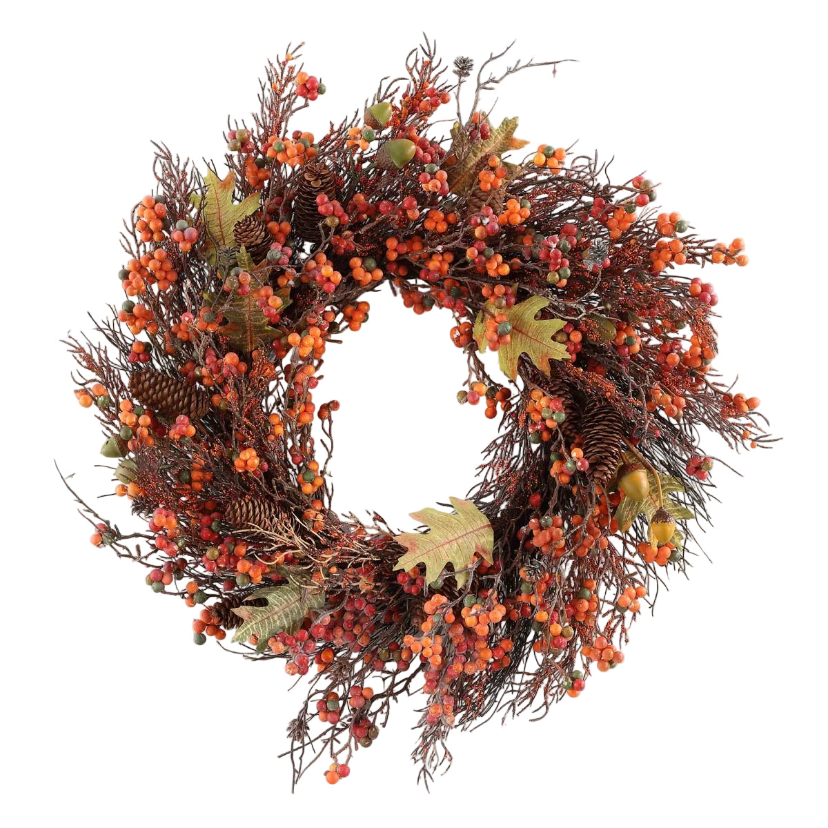 Faux 26 Inch Berry, Acorn, Pine Cone & Oak Leaf Wreath | Safavieh - FXP1054 - Multi