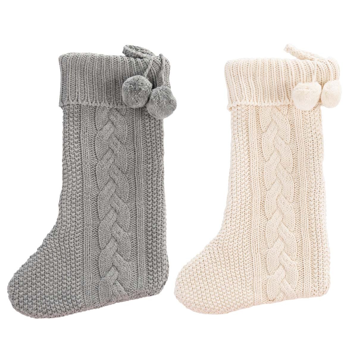 Nutmeg Stocking | Safavieh - HOL1000 - Grey/White