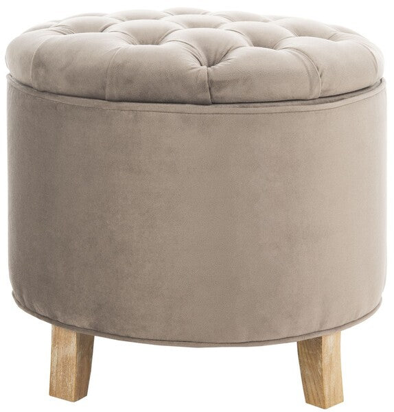 Amelia Tufted Storage Ottoman, HUD8220 | Safavieh - Mushroom