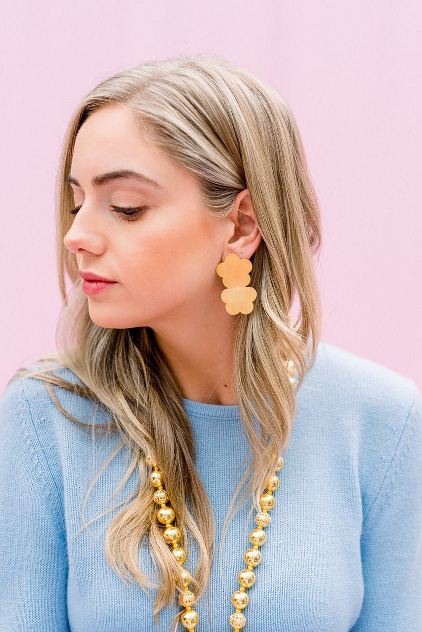 Josie Brushed Floral Earrings - 18k Gold Plated