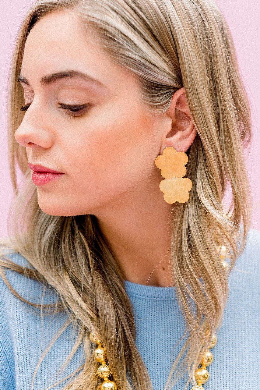 Josie Brushed Floral Earrings - 18k Gold Plated