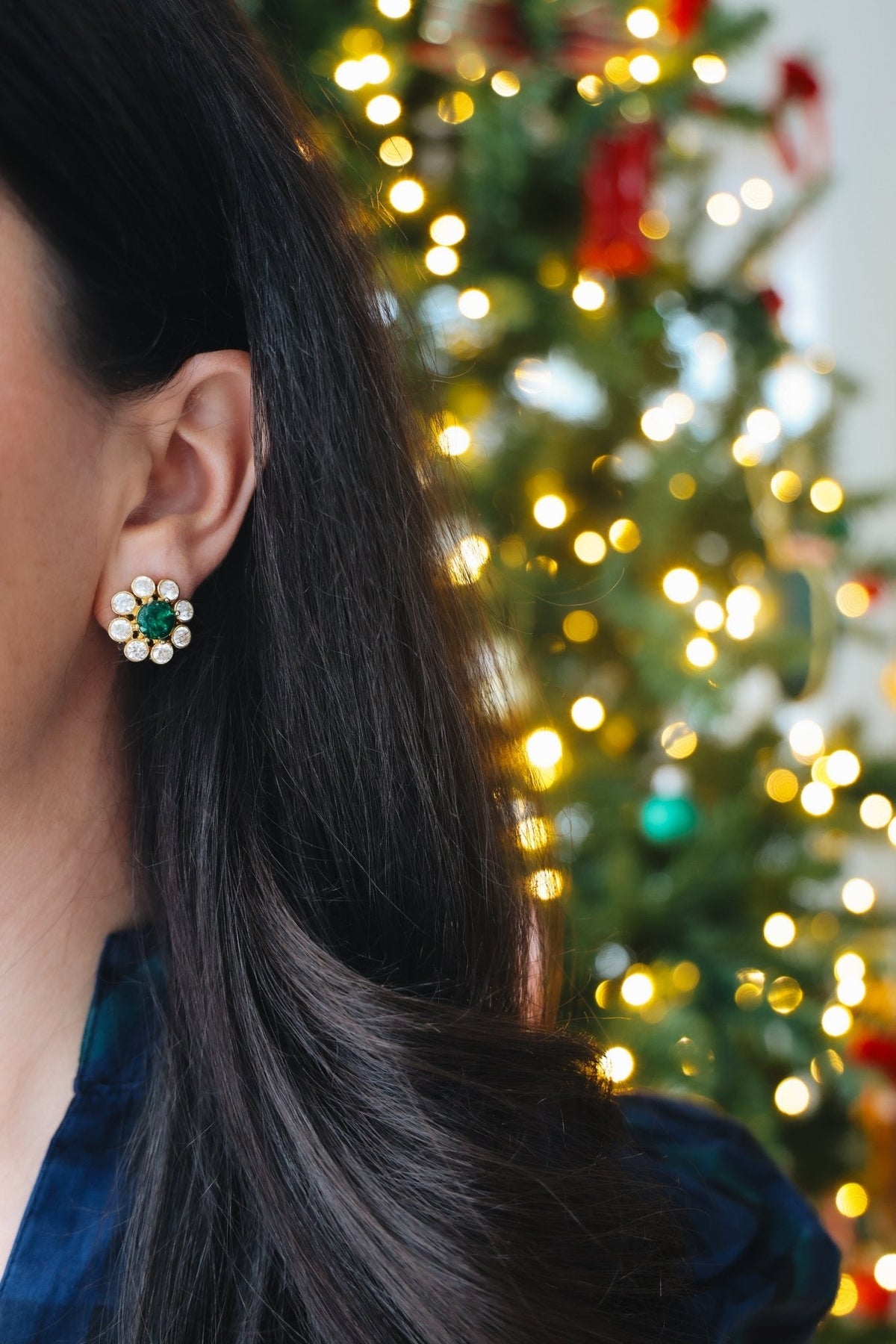 Kelly- Emerald Stud Earrings- 18k Gold Plated - Belle of the Ball Collection