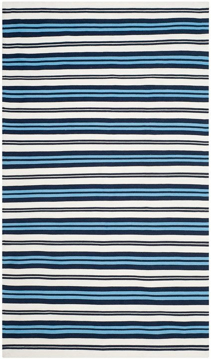 Leopold Stripe Rug | Lauren Ralph Lauren - LRL2462 - White / French Blue