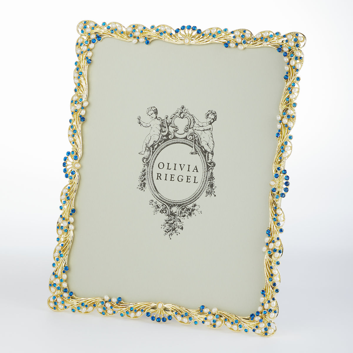 Audrey Picture Frame with Capri Blue Stones & White Freshwater Pearls