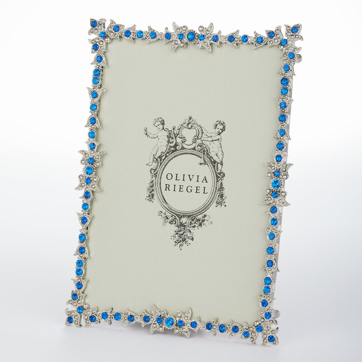 Luxembourg 5" x 7" Picture Frame with Capri Blue Stones, Silver