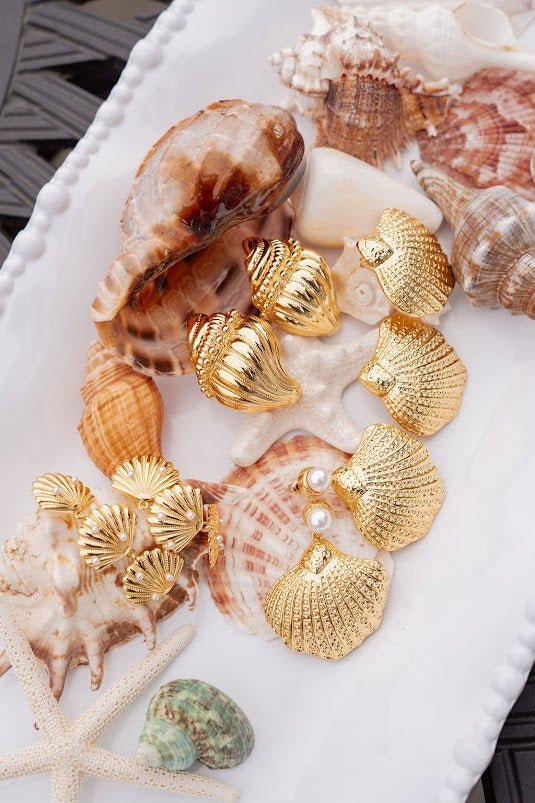 Sullivan Gold Shell Earring - 18k Gold Plated - Belle of the Ball Collection