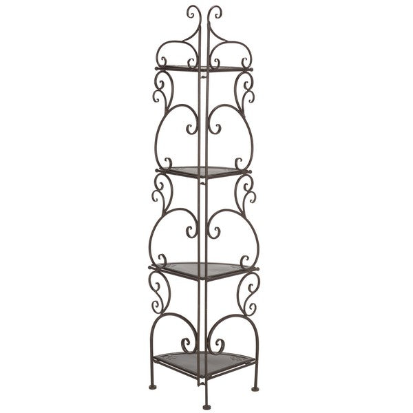 Safavieh Turuca 4 Tier Corner Shelf Unit , PAT5034 - Rustic Brown