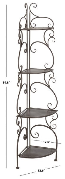 Safavieh Turuca 4 Tier Corner Shelf Unit , PAT5034 - Rustic Brown