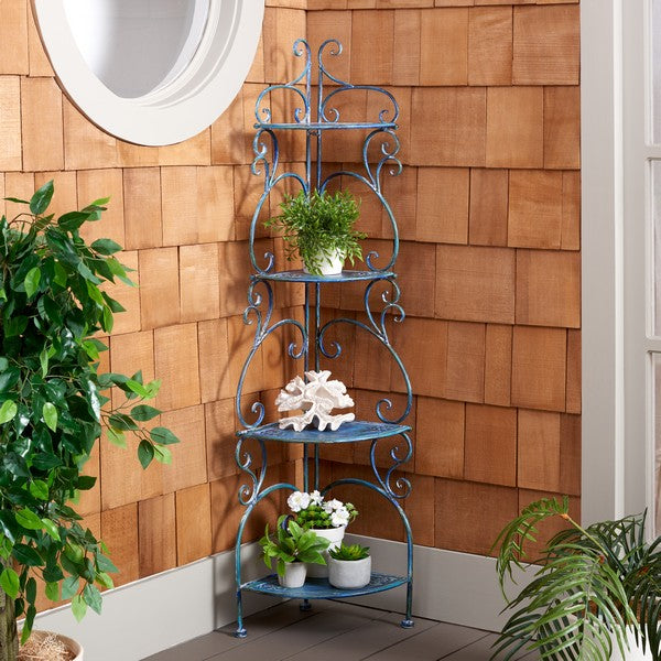 Safavieh Turuca 4 Tier Corner Shelf Unit , PAT5034 - Mossy Blue