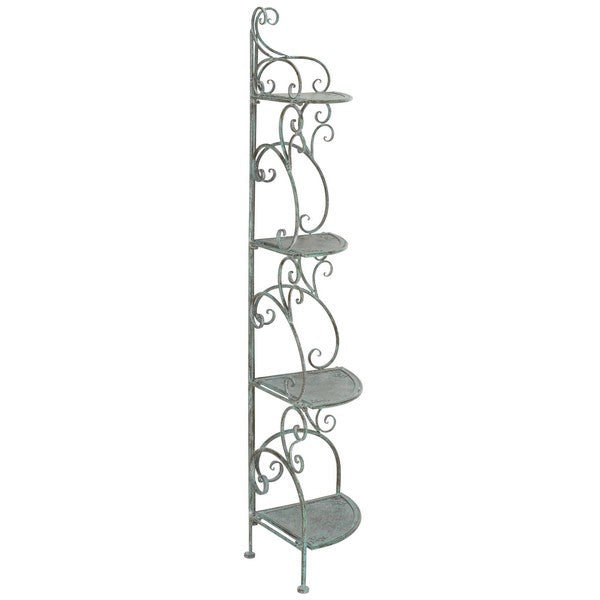 Safavieh Turuca 4 Tier Corner Shelf Unit , PAT5034 - Antique Green