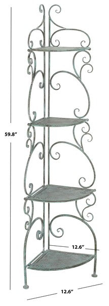 Safavieh Turuca 4 Tier Corner Shelf Unit , PAT5034 - Antique Green