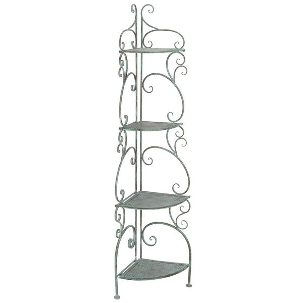 Safavieh Turuca 4 Tier Corner Shelf Unit , PAT5034 - Antique Green