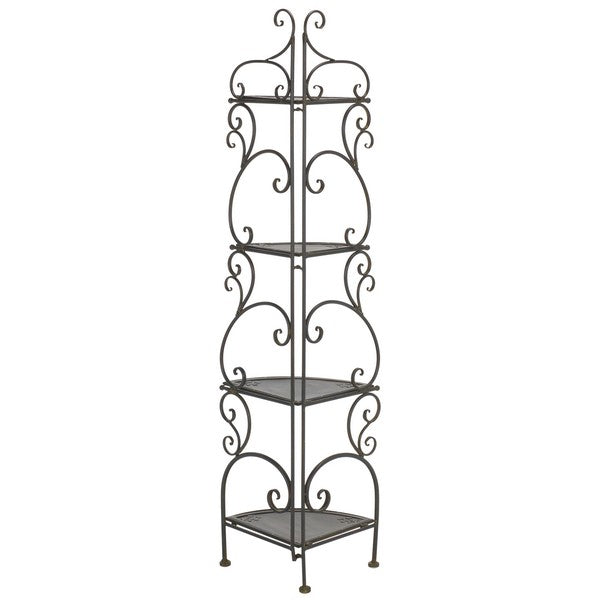 Safavieh Turuca 4 Tier Corner Shelf Unit , PAT5034 - Anitique Black