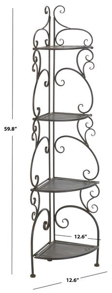 Safavieh Turuca 4 Tier Corner Shelf Unit , PAT5034 - Anitique Black