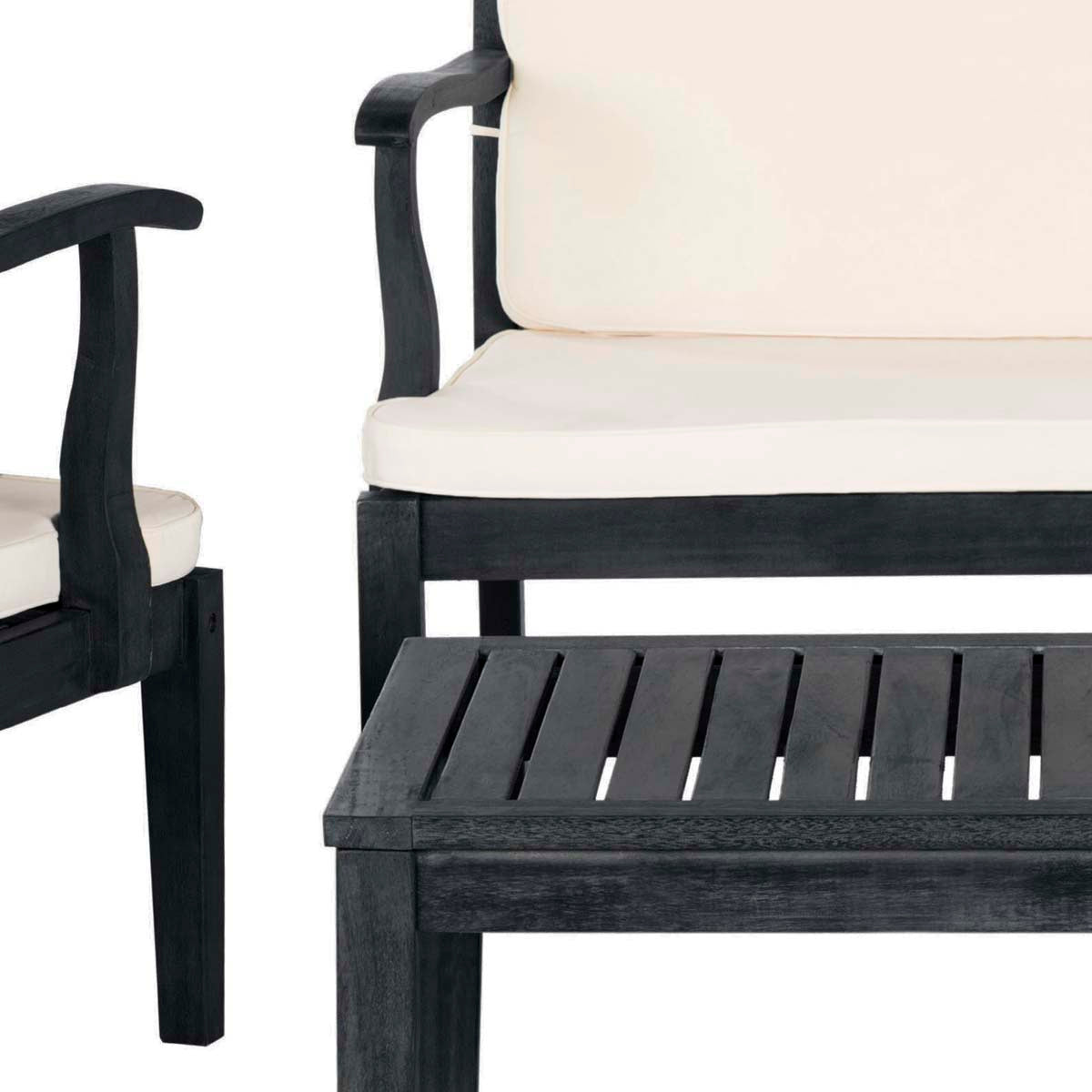 Safavieh Del Mar 4 Pc Outdoor Set , PAT6717 - Dark Slate Grey/Beige