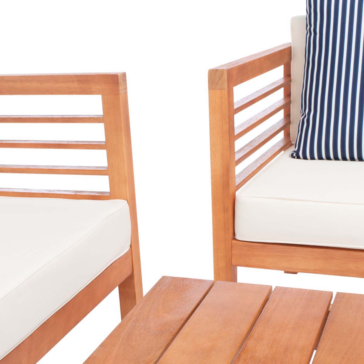 Safavieh Alda 4 Pc Outdoor Set With Accent Pillows , PAT7033 - Natural/Beige/Nvywht