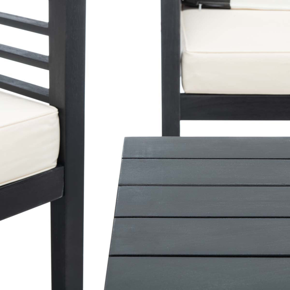 Safavieh Alda 4 Pc Outdoor Set With Accent Pillows , PAT7033 - Black/Beige/Black;White