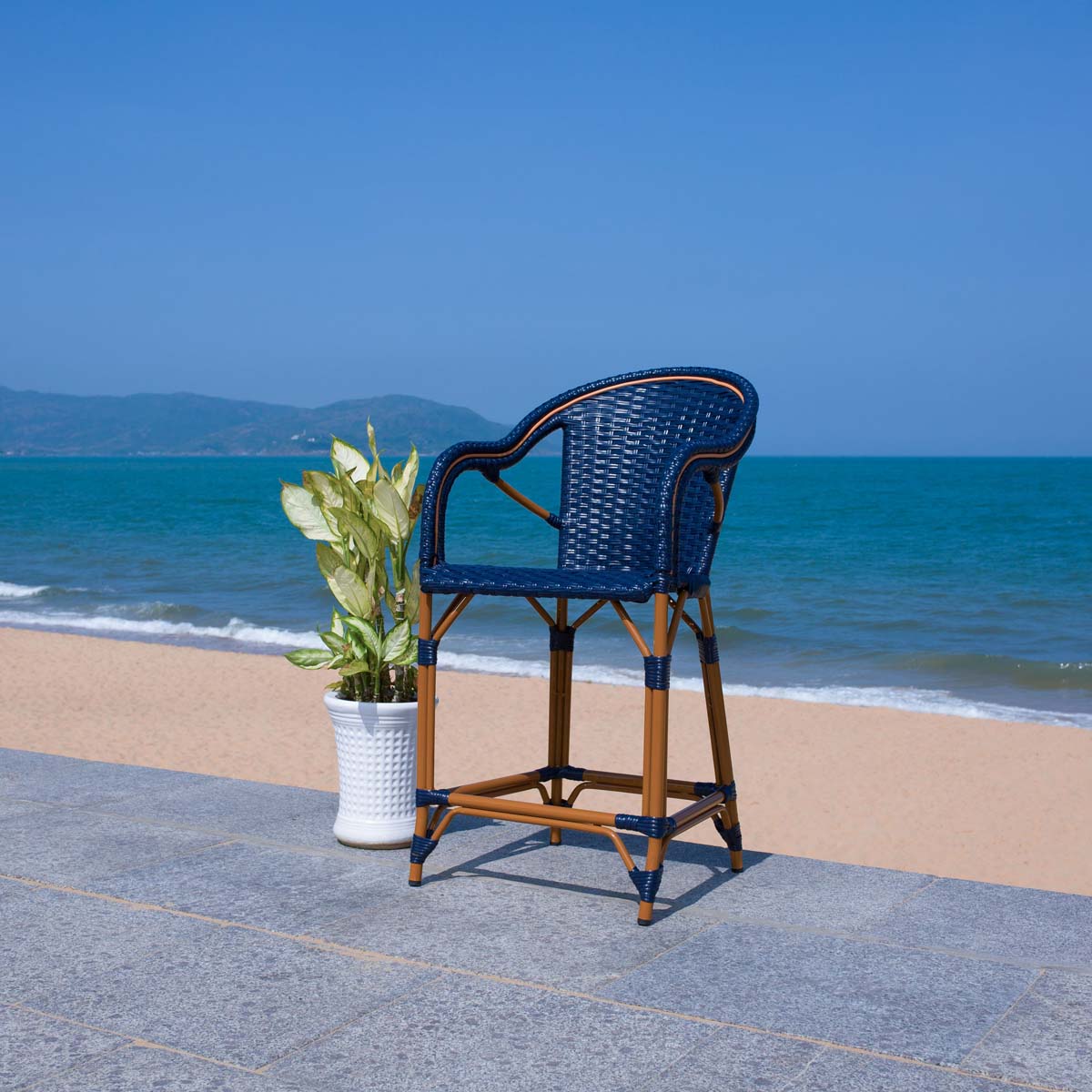 California Counter Stool W / Arms, PAT7533 - Navy