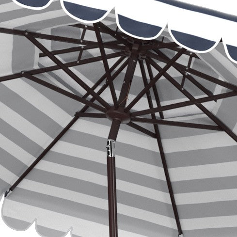 Safavieh Vienna 9Ft Rnd Double Top Crank Umbrella , PAT8211 - Navy/White