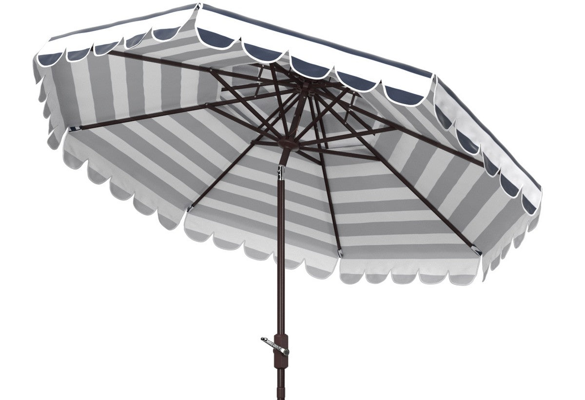 Safavieh Vienna 9Ft Rnd Double Top Crank Umbrella , PAT8211 - Navy/White