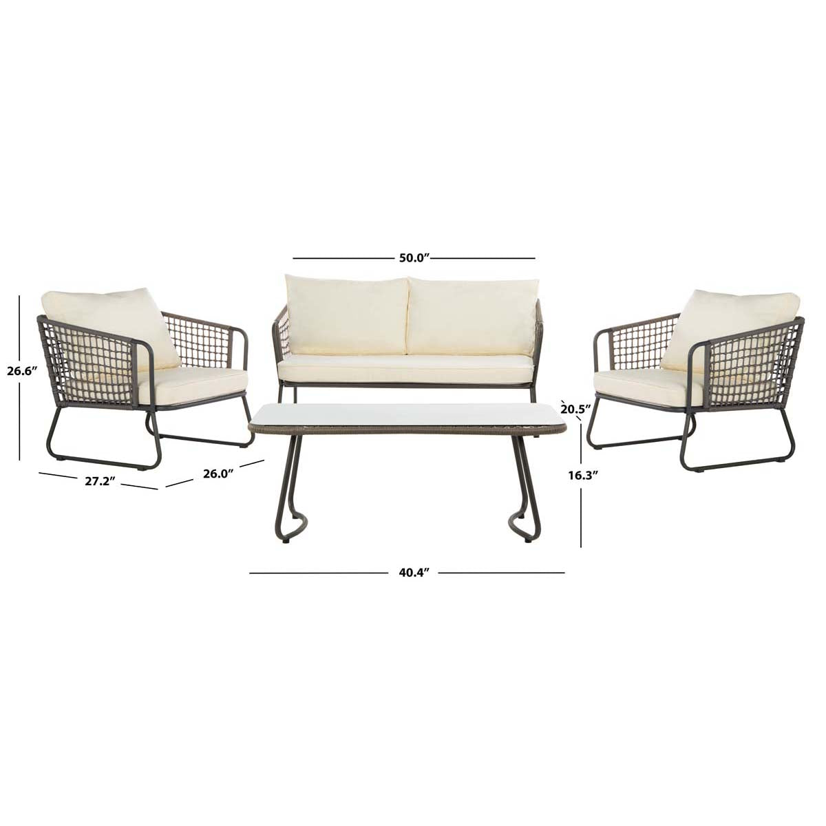 Safavieh Benjin 4 Piece Living Set , PAT9003 - Grey/White