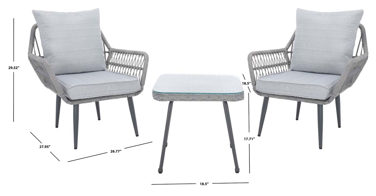 Safavieh Londyn 3Pc Lounge Set , PAT9031 - Grey
