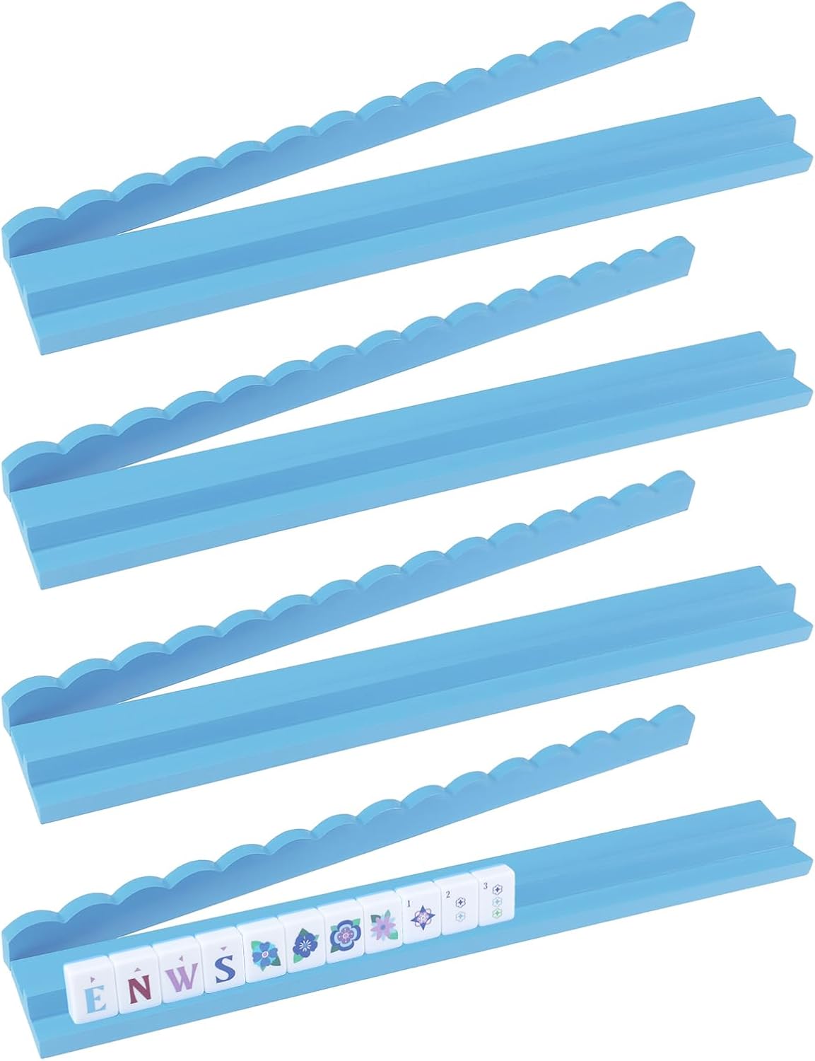 20-Inch Wooden American Mahjong Racks with Magnetic Scalloped Pushers | Set of 4