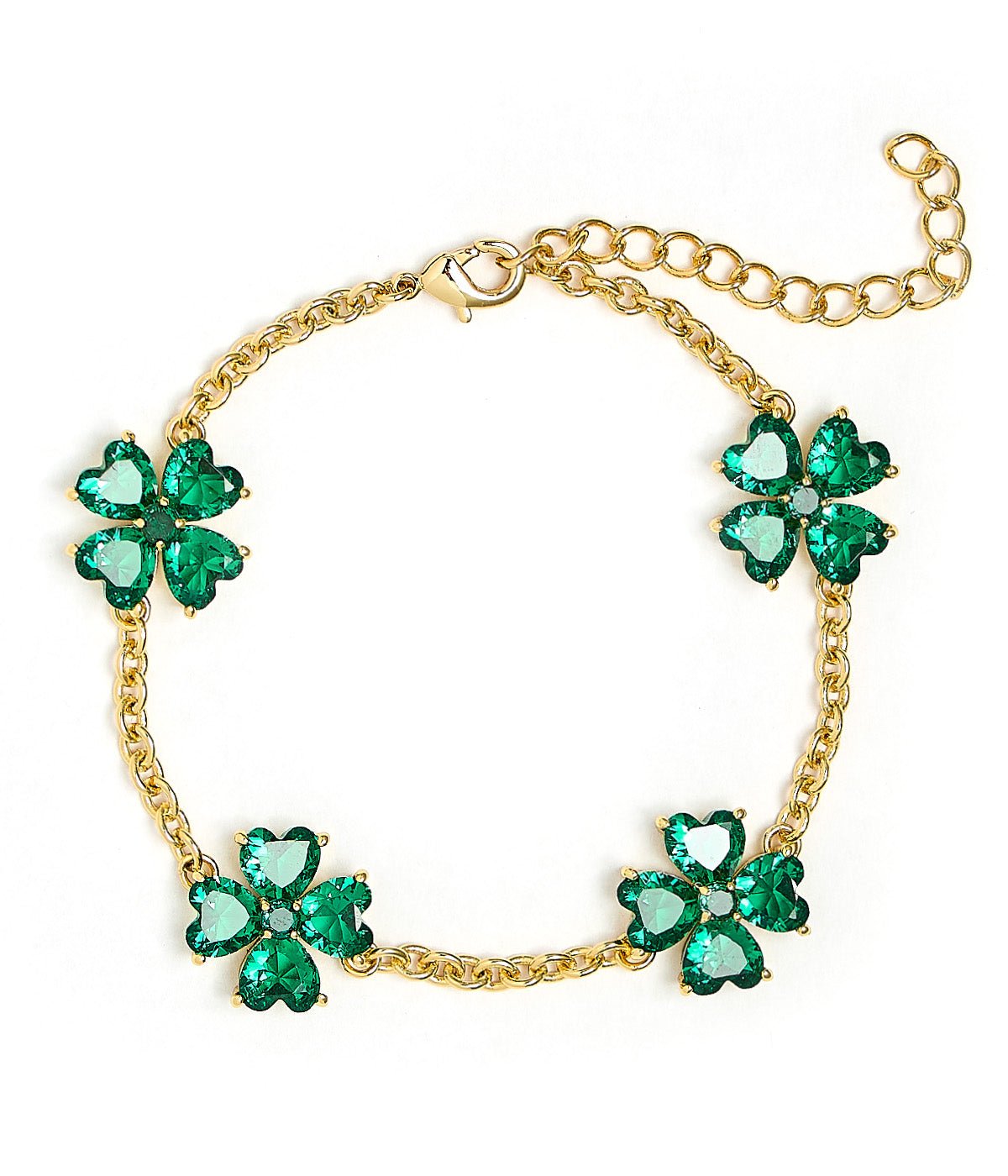 The Catherine Bracelet - Emerald Clover Stone adjustable Bracelet - 18k Gold Plated-Darby Clark Collection