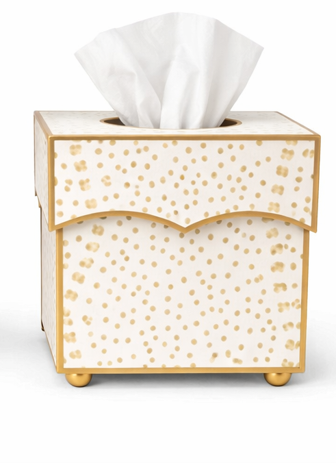 Tan Polka Dot Wastepaper Basket & Tissue Holder (2 Options)