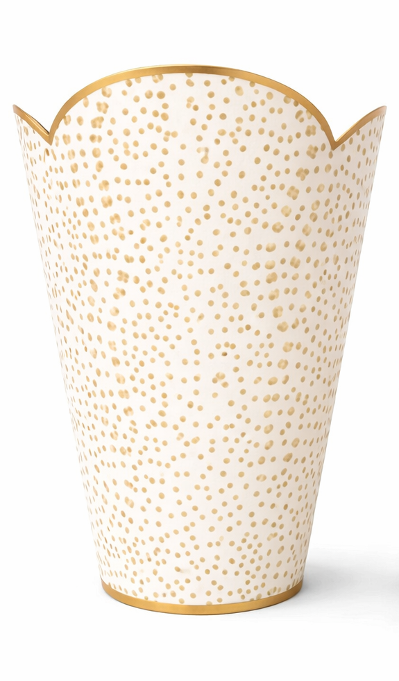 Tan Polka Dot Wastepaper Basket & Tissue Holder (2 Options)