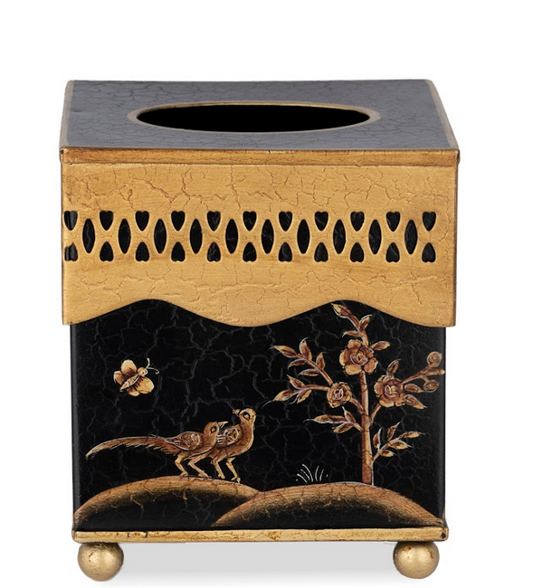 Black & Gold Pierced Tissue Holder