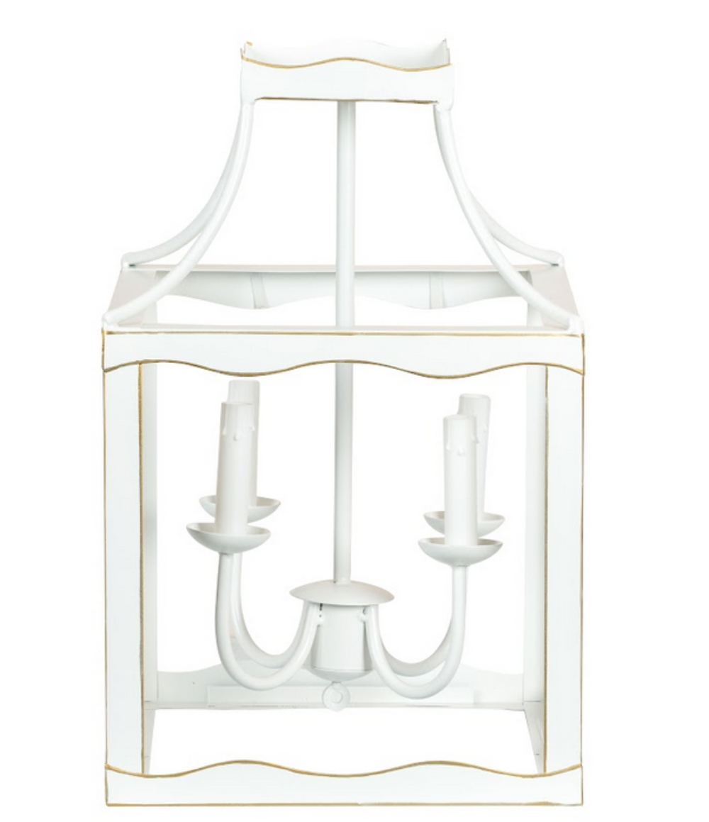 Mid Size Soft White & Gold Lantern
