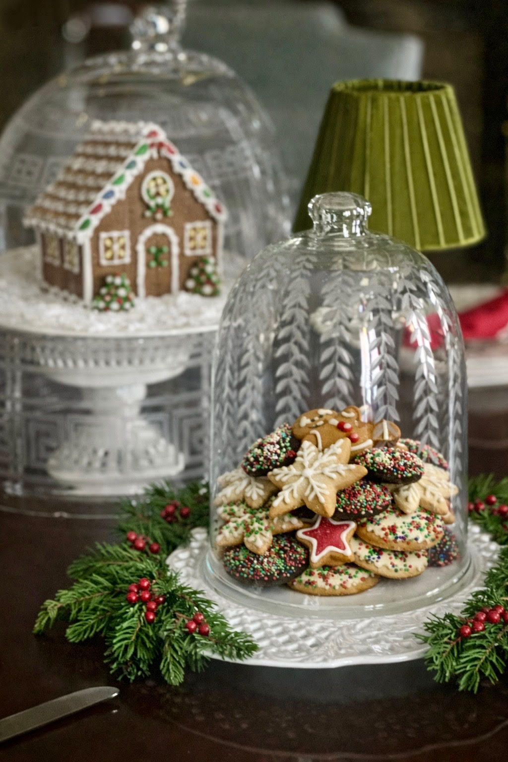 Vertical Leaf Etched Glass Dome