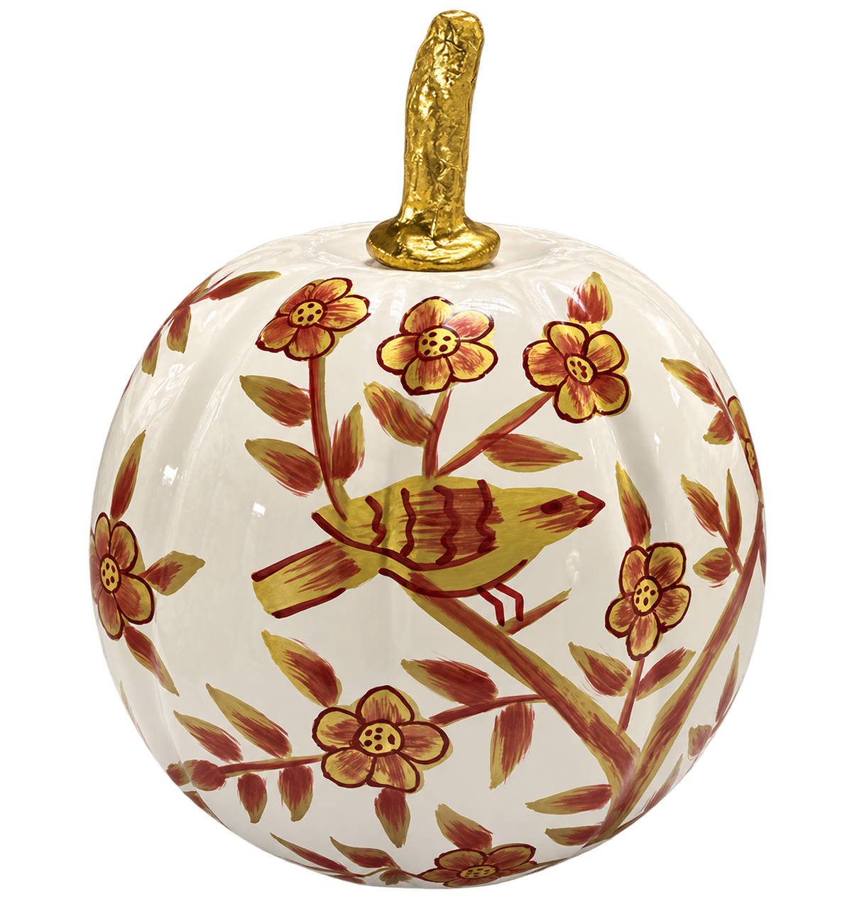 Gold Bird & Vine Pumpkin