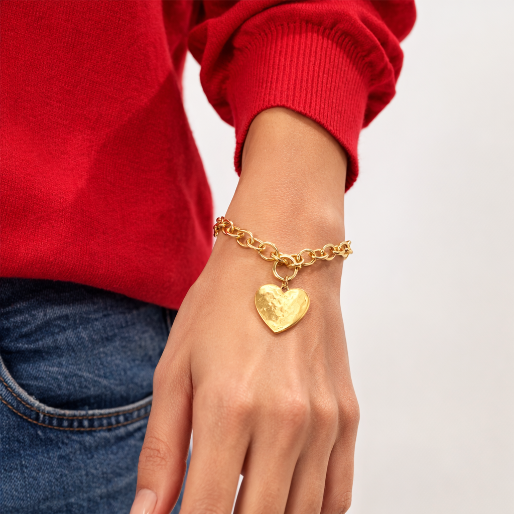 Hammered Heart Toggle Bracelet